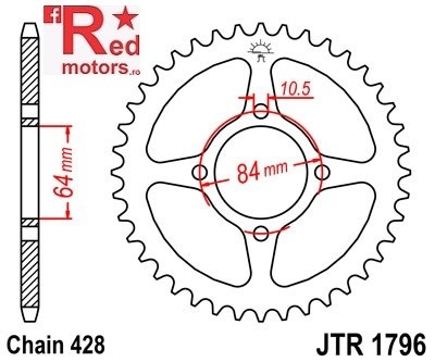Foaie/pinion spate JTR1796.49 428 cu 49 de dinti pentru Suzuki RV 125 Van Van