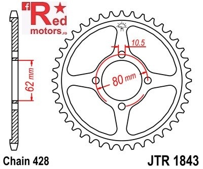 Foaie/pinion spate JTR1843.49 428 cu 49 de dinti pentru Yamaha TT-R 125