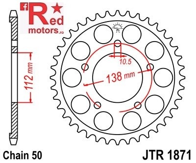 Foaie/pinion spate JTR1871.52 530 cu 52 de dinti pentru Yamaha YZF-R6 600