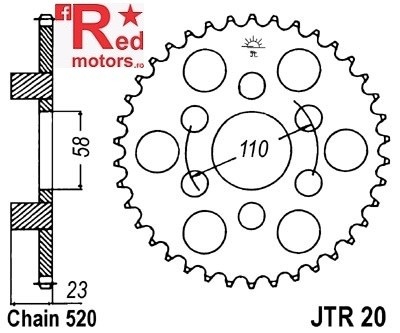 Foaie/pinion spate JTR20.41 520 cu 45 de dinti pentru Aprilia Classic 125, Red Rose 125