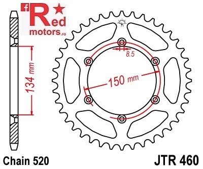 Foaie/pinion spate JTR460.52 520 cu 52 de dinti pentru Kawasaki KLX 250, KLX 300, KLX 450