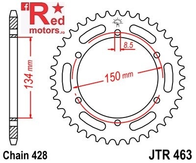 Foaie/pinion spate JTR463.50 428 cu 50 de dinti pentru Kawasaki KMX 125