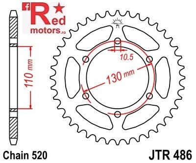 Foaie/pinion spate JTR486.41 520 cu 41 de dinti pentru Kawasaki EL 250, ER 500