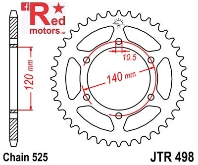 Foaie/pinion spate JTR498.38 525 cu 38 de dinti pentru Kawasaki W 650, ZR 750, ZX-6R 600