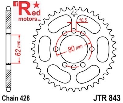 Foaie/pinion spate JTR843.49 428 cu 49 de dinti pentru Yamaha DT 80, DT 175