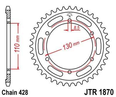 Kit de lant D.I.D Chain - Argintiu lant 428 VX, X-Ring, pinion fata JT, foaie spate JT pentru YAMAHA YBR 250 2007-2011 - Img 5