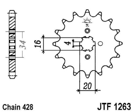 Kit de lant EK - Argintiu lant 428 DEH, Non-sealed, pinion fata JT, foaie spate SUPERSPROX pentru YAMAHA YBR 125 2005-2006 - Img 3