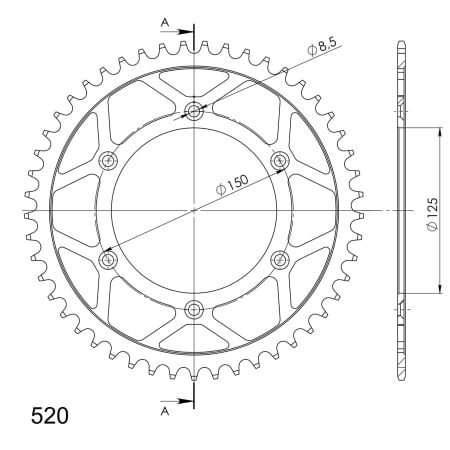 Kit de lant EK - Argintiu lant 520 SRO, O-ring, pinion fata SUPERSPROX, foaie spate SUPERSPROX pentru HUSABERG TE 250 2011-2014 - Img 5