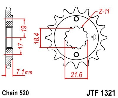 Pinion fata JT JTF 1321-14 14T, 520 - Img 2