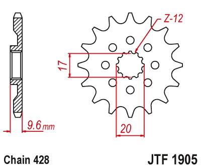 Pinion fata JT JTF 1905-13 13T, 428 - Img 2