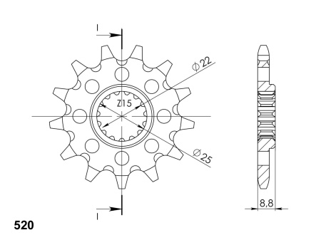 Pinion fata SUPERSPROX CST-1901:15 15T, 520 - Img 2