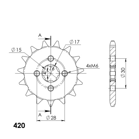 Pinion fata SUPERSPROX CST-253:15 15T, 420 - Img 2