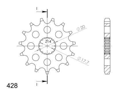 Pinion fata SUPERSPROX CST-558:15 15T, 428 - Img 2