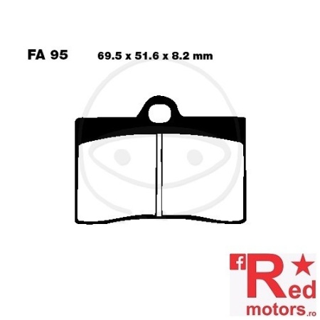 Placute frana fata sinterizate 69.5x51.6x8.2 EBC FA095 pentru  Aprilia RS 250, Beta Euro 350, Cagiva Mito 125, River 600, Ducati 748 748, 916 916, Monster 600, Gas Gas SM 450, Husqvarna SMR 450, KTM Duke 620, Laverda Ghost 650