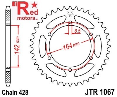 Foaie/pinion spate JTR1067.52 428 cu 52 de dinti pentru Hyosung GT 125
