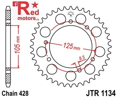 Foaie/pinion spate JTR1134.54 428 cu 54 de dinti pentru Derbi Mulhacen 125, Derbi Senda 125