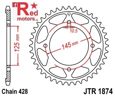 Foaie/pinion spate JTR1874.56 428 cu 56 de dinti pentru Yamaha XVS 125, XVS 250