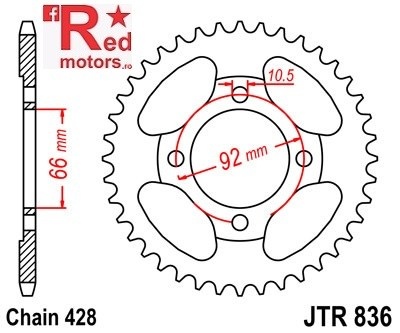 Foaie/pinion spate JTR836.39 428 cu 39 de dinti