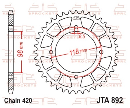 Foaie spate ALU JT JTA 892-48BLK 48T, Negru - Img 2