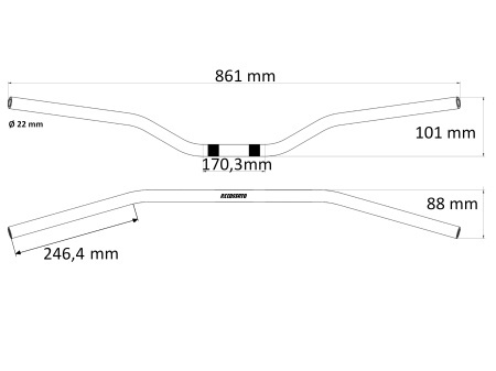 Homologated handlebars ACCOSSATO HBT174N Negru (diameter 22mm, length 861mm) - Img 2