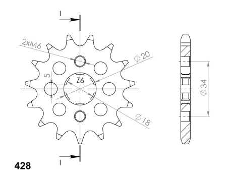 Kit de lant D.I.D Chain - Argintiu lant 428 D, Non-sealed, pinion fata SUPERSPROX, foaie spate SUPERSPROX pentru DERBI Senda 125 SM 2004-2007 - Img 3