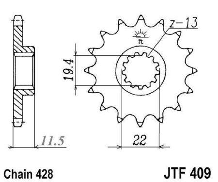 Kit de lant EK - Argintiu lant 428 DEH, Non-sealed, pinion fata JT, foaie spate JT pentru SUZUKI DR 125 S / SE 1985-1994 - Img 3