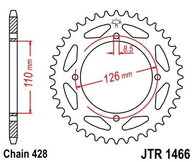Kit de lant EK - Argintiu lant 428 DEH, Non-sealed, pinion fata JT, foaie spate JT pentru KAWASAKI KLX 125 (2010<) 2010-2013 - Img 5