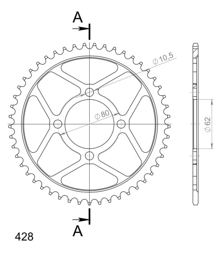 Kit de lant EK - Argintiu lant 428 DEH, Non-sealed, pinion fata SUPERSPROX, foaie spate SUPERSPROX pentru YAMAHA TT-R 125 2002-2010 - Img 4
