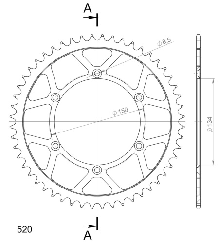 Kit de lant EK - Argintiu lant 520 DEX, X-Ring, pinion fata SUPERSPROX, foaie spate SUPERSPROX pentru KAWASAKI KX 125 1980 - Img 5