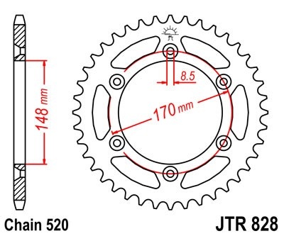 Kit de lant EK - Argintiu lant 520 SRX, X-Ring, pinion fata SUPERSPROX, foaie spate JT pentru SUZUKI DR 600 S 1985-1989 - Img 5