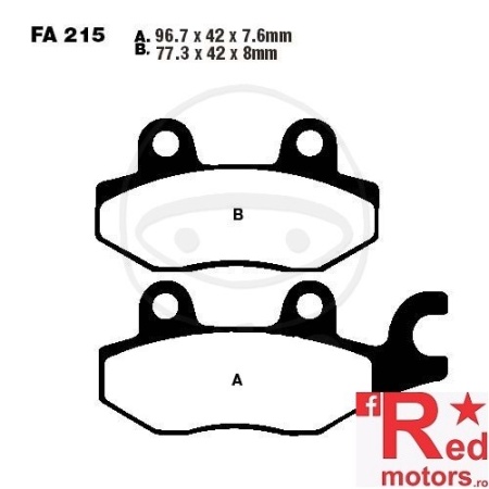Placute frana fata STD EBC ALTN 96.7x42x7.6/77.3x42x8 FA215 pentru Benzhou YY125T, Triumph Sprint 900, Trident 900, Trophy 1200
