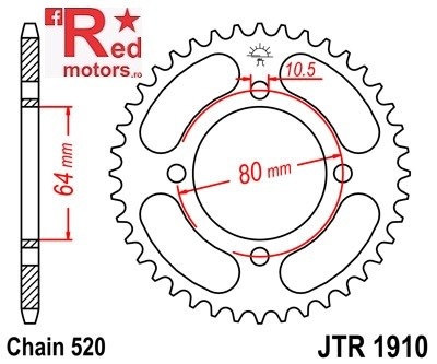 Foaie/pinion spate JTR1910.32 520 cu 32 de dinti pentru Adly/Herchee Crossroad 150, Aeon Cobra 125, 180, 300, 220