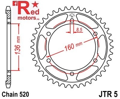 Foaie/pinion spate JTR5.39 520 cu 39 de dinti