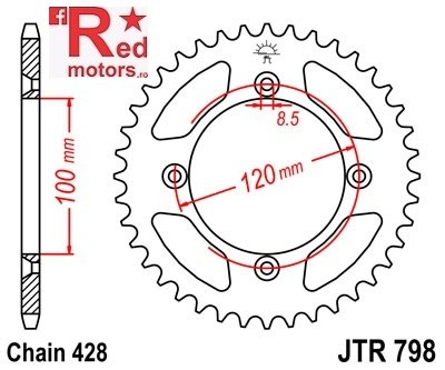 Foaie/pinion spate JTR798.47 428 cu 47 de dinti pentru Suzuki RM 80, RM 85