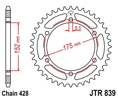 Kit de lant D.I.D Chain - Argintiu lant 428 VX, X-Ring, pinion fata JT cauciucat, foaie spate JT pentru YAMAHA DT 125 RE 2004-2006 - Img 5