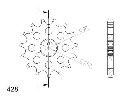 Kit de lant EK - Argintiu lant 428 SHDR, Non-sealed, pinion fata SUPERSPROX, aluminiu foaie spate SUPERSPROX pentru YAMAHA YZ 85 2002-2018 - Img 3
