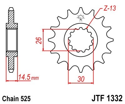 Pinion fata JT JTF 1332-16RB 16T, 525 rubber cushioned - Img 2