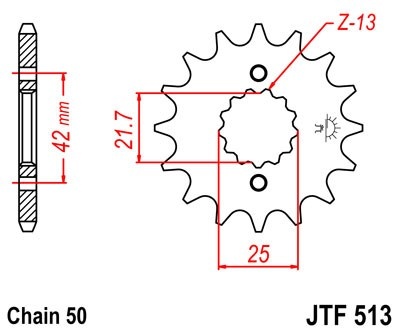 Pinion fata JT JTF 513-14 14T, 530 - Img 2