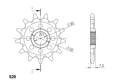Pinion fata SUPERSPROX CST-1323:14 14T, 520 - Img 2