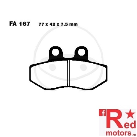 Placute frana fata STD EBC ALTN 77x42x7.5 FA167 pentru AJP PR4 125, Aprilia Classic 125, Cagiva Mito 50, CH Racing WSM 50, Motorhispania RX 50, Sachs Roadster 125