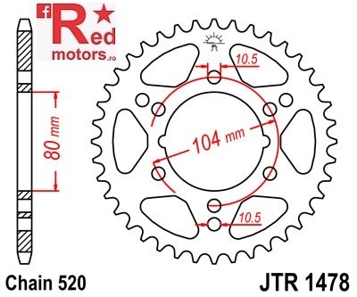 Foaie/pinion spate JTR1478.38 520 cu 38 de dinti pentru Polaris Scrambler 500, 330