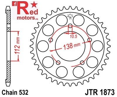 Foaie/pinion spate JTR1873.48 532 cu 48 de dinti pentru Yamaha YZF-R6 600