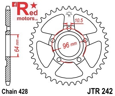Foaie/pinion spate JTR242.53 428 cu 53 de dinti