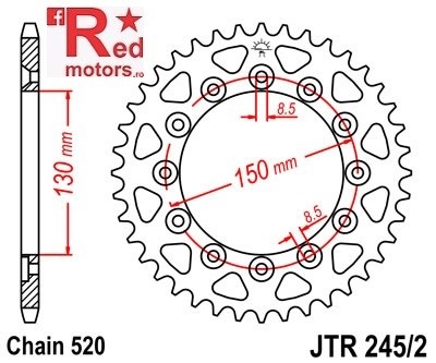 Foaie/pinion spate JTR245/2.49 520 cu 49 de dinti pentru Gilera RC 600, Honda CB 250, NX 250