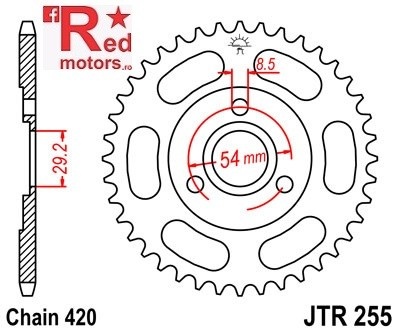 Foaie/pinion spate JTR255.39 420 cu 39 de dinti pentru Honda Z 50