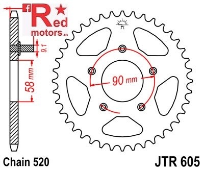 Foaie/pinion spate JTR605.38 520 cu 38 de dinti