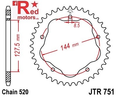 Foaie/pinion spate JTR751.42 520 cu 42 de dinti