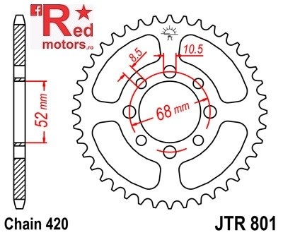 Foaie/pinion spate JTR801.38 420 cu 38 de dinti pentru Kawasaki AE 50, AE 80, KLX 110, Suzuki LT 50