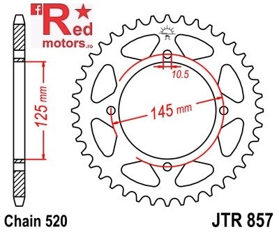 Foaie/pinion spate JTR857.39 520 cu 39 de dinti pentru Yamaha TT 600, XT 550, XT 600