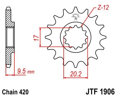 Kit de lant EK - Argintiu lant 420 SH, Non-sealed, pinion fata JT, foaie spate JT pentru GAS GAS MC 65 2021-2023 - Img 3